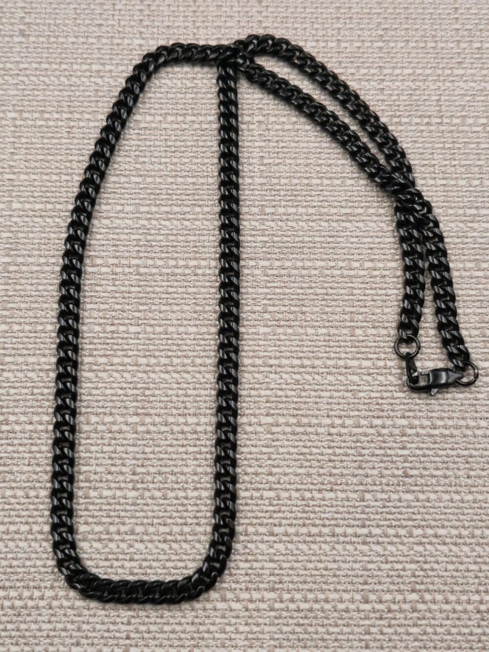 24 Inch Black Ion Plating Stainless Steel Curb Chain Necklace A7306 - Picture 2 of 6